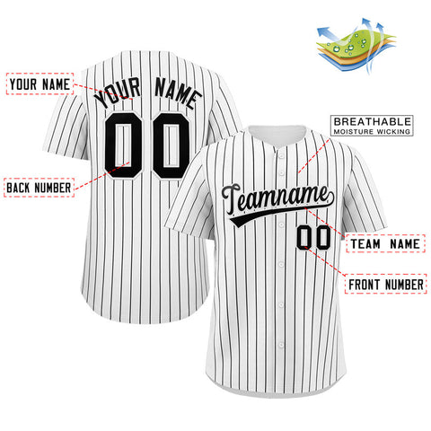 Custom White Black Stripe Fashion Authentic Baseball Jersey