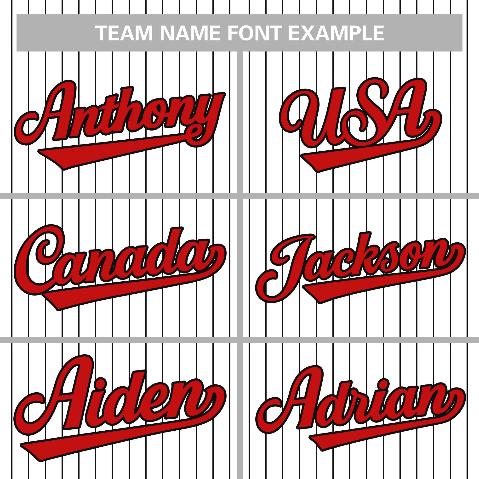 white pin stripe baseball jersey font