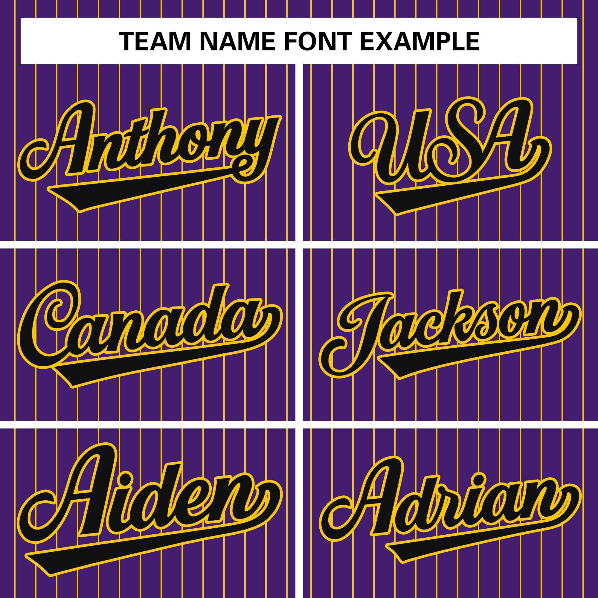 pin stripe baseball jersey team name font