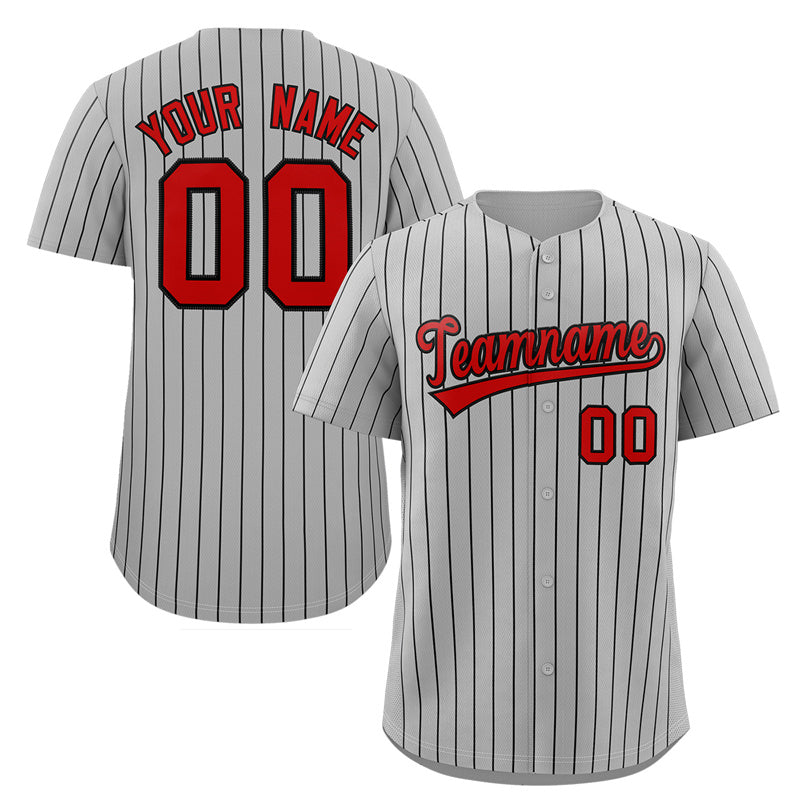 Custom Gray Red-Navy Baseball Jersey