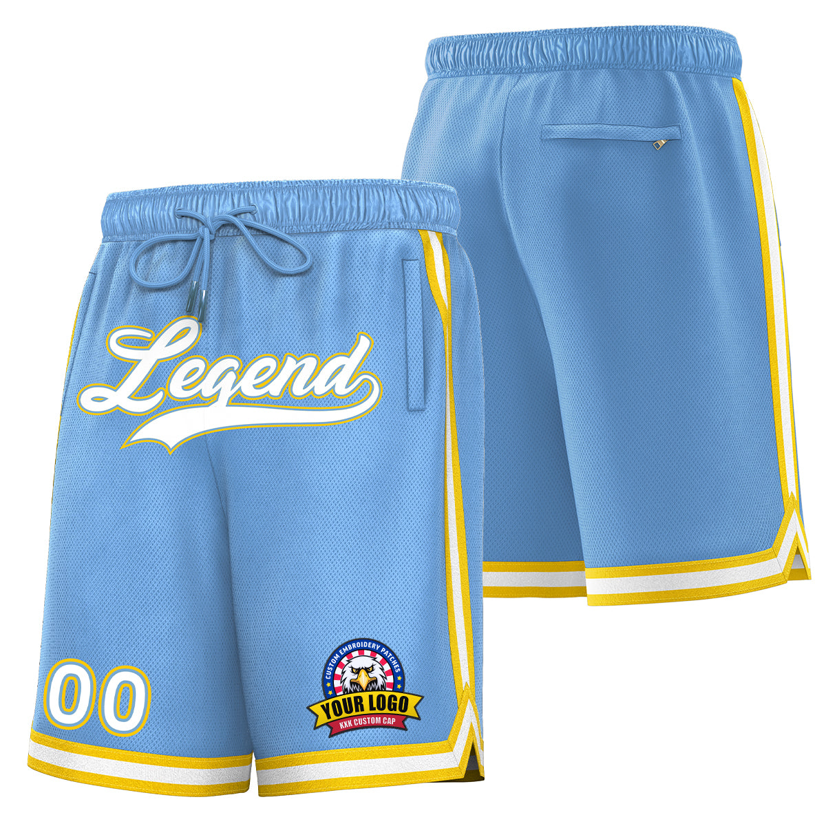 FANSIDEA Custom White Light Blue Pinstripe Light Blue-Black Authentic Basketball Shorts Men's Size:3XL