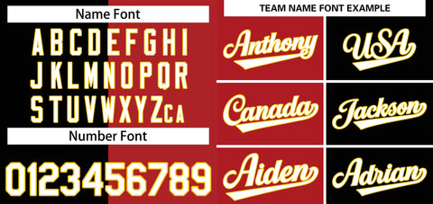 custom black & red baseeball jersey font