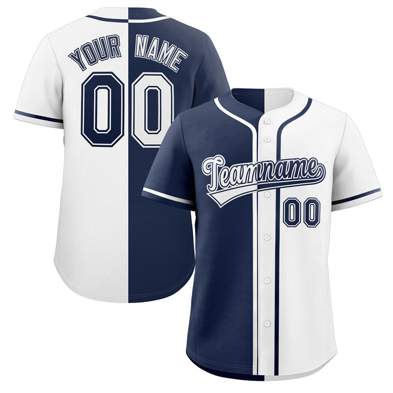 Custom Name Blue Light Blue White Split Fashion Baseball Jerseys