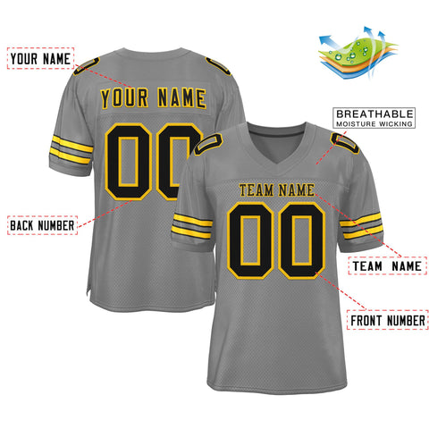 Custom Gray Black-Gold Classic Style Authentic Football Jersey