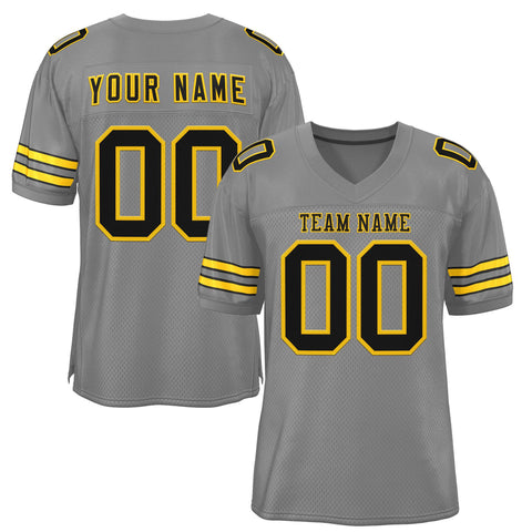 Custom Gray Black-Gold Classic Style Authentic Football Jersey