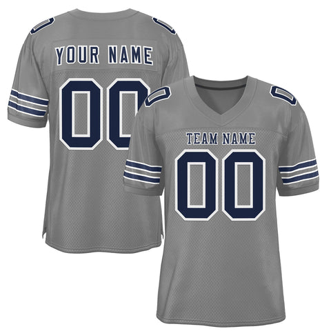 Custom Gray Navy-White Classic Style Authentic Football Jersey