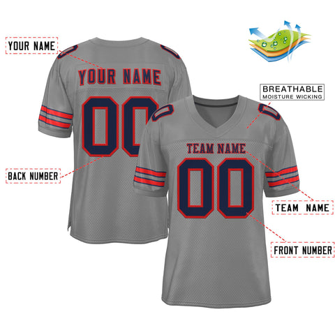 Custom Gray Navy-Red Classic Style Authentic Football Jersey