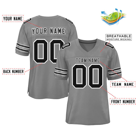 Custom Gray Black-White Classic Style Authentic Football Jersey