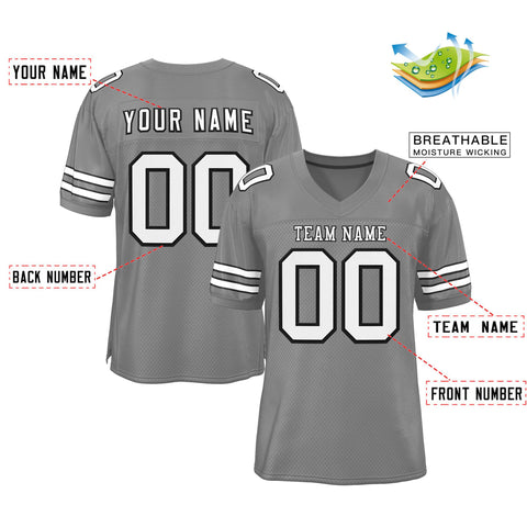 Custom Gray White-Black Classic Style Authentic Football Jersey
