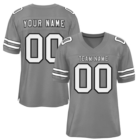 Custom Gray White-Black Classic Style Authentic Football Jersey