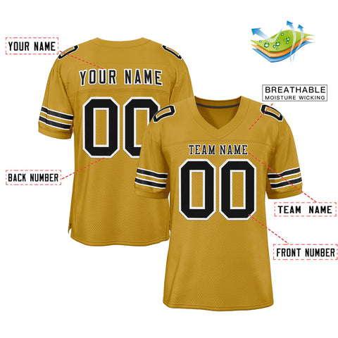 Custom Old Gold Black-White Classic Style Authentic Football Jersey