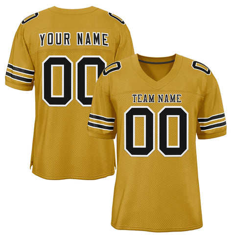 Custom Old Gold Black-White Classic Style Authentic Football Jersey