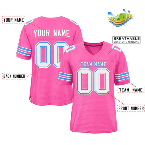 Custom Pink White-Powder Blue Classic Style Authentic Football Jersey