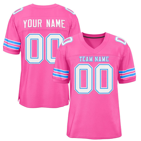 Custom Pink White-Powder Blue Classic Style Authentic Football Jersey