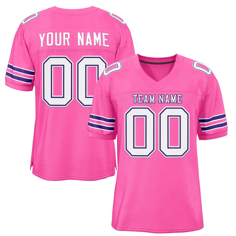 Custom Pink White-Purple Classic Style Authentic Football Jersey