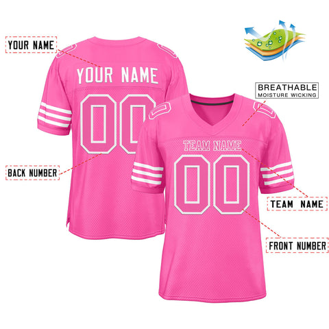 Custom Pink White Classic Style Authentic Football Jersey