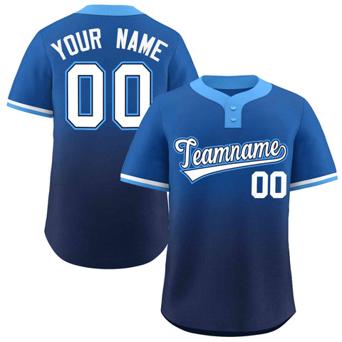 Custom Royal Navy White-Navy Gradient Fashion Authentic Two-Button Baseball Jersey