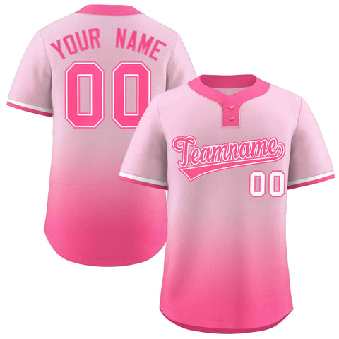 Custom Light Pink Pink Pink-White Gradient Fashion Authentic Two-Button Baseball Jersey