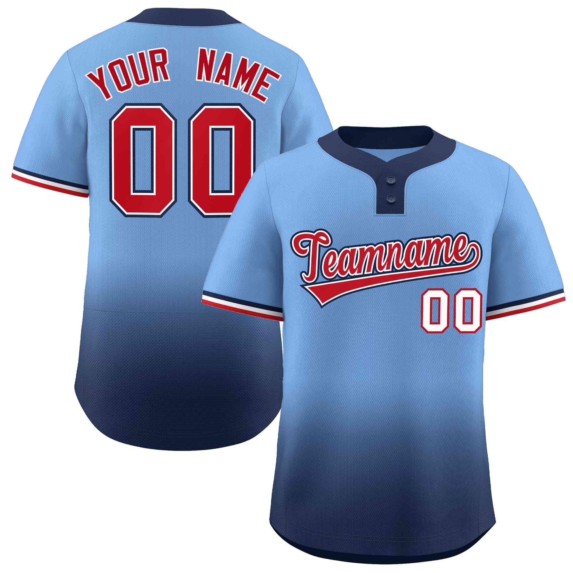 Custom White Red Pinstripe Red-Light Blue Authentic Raglan Sleeves Baseball  Jersey