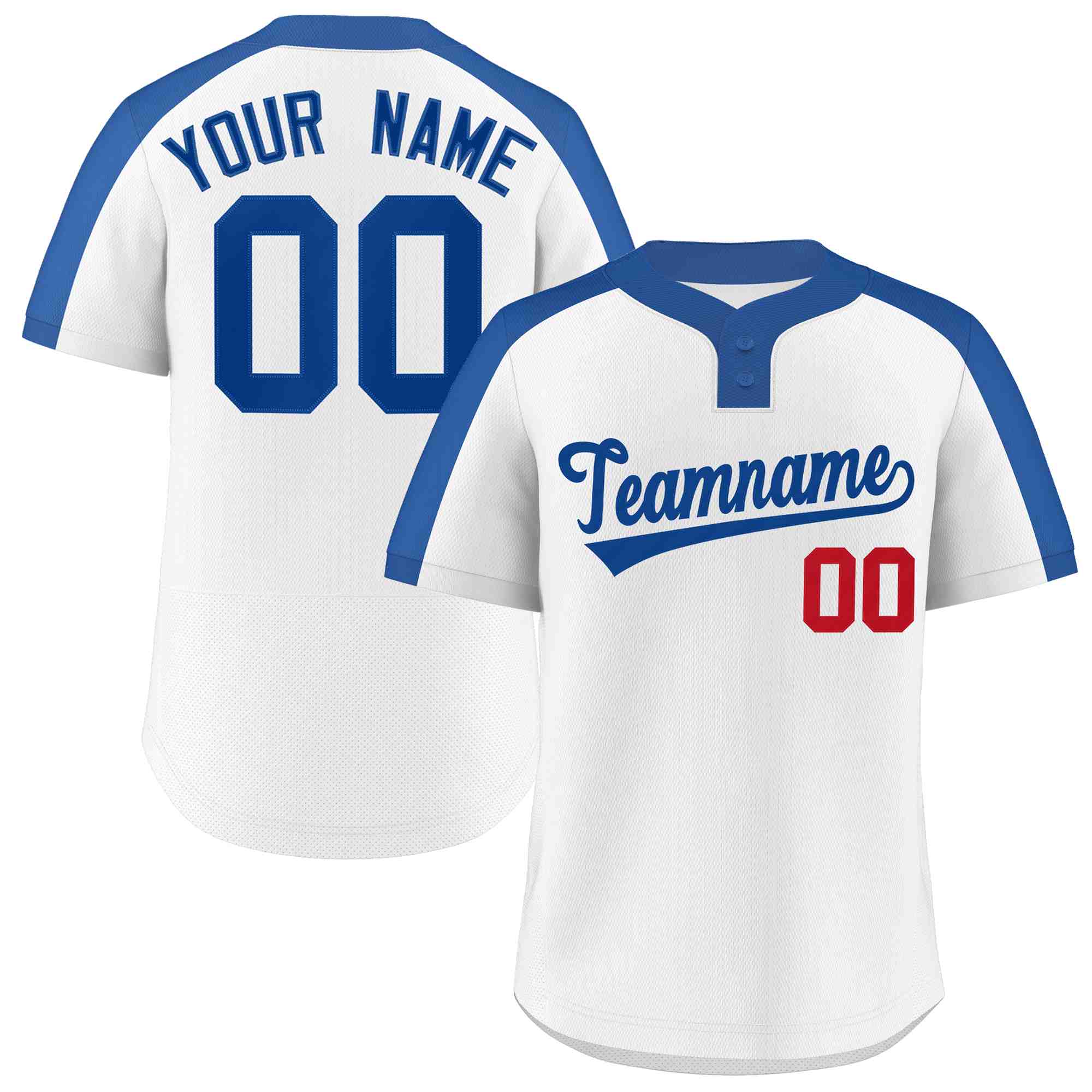 3-Color Custom Baseball Jersey Royal Blue, Scarlet Red, White, Dark Green, Gold, Navy, Purple | Team, Player Name & Numbers