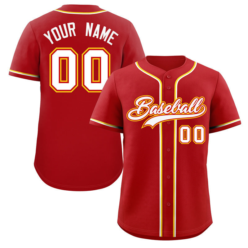 Custom Red Black-Gold Authentic Baseball Jersey Discount