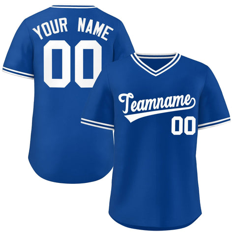 Custom Royal White Classic Style Outdoor Authentic Pullover Baseball Jersey