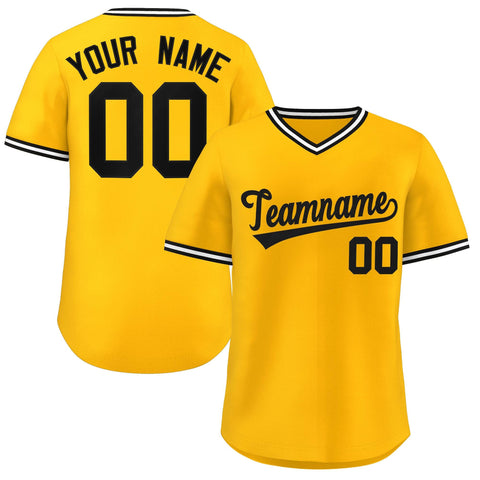 Custom Yellow White Classic Style Outdoor Authentic Pullover Baseball Jersey