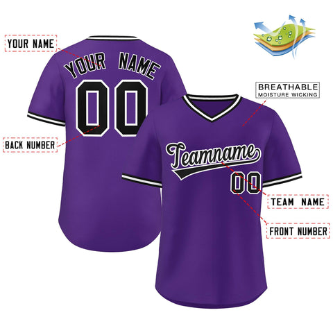 Custom Purple Classic Style Outdoor Authentic Pullover Baseball Jersey