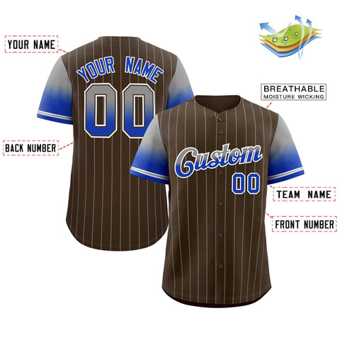 Custom Brown Gray Blue-White Stripe Font Gradient Fashion Authentic Baseball Jersey