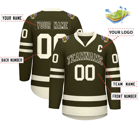 Custom Olive Olive-Khaki Classic Style Hockey Jersey