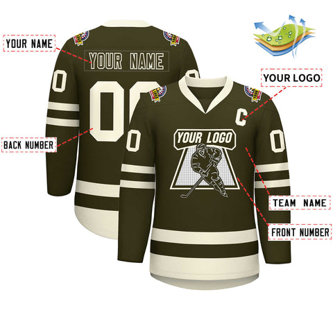 Custom Olive Olive-Khaki Classic Style Hockey Jersey