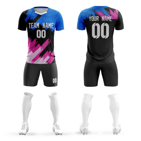 Custom Black White Breathable Sport Soccer Sets Jersey