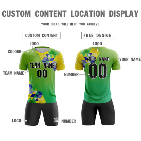 Custom Green Black Breathable Sport Soccer Sets Jersey