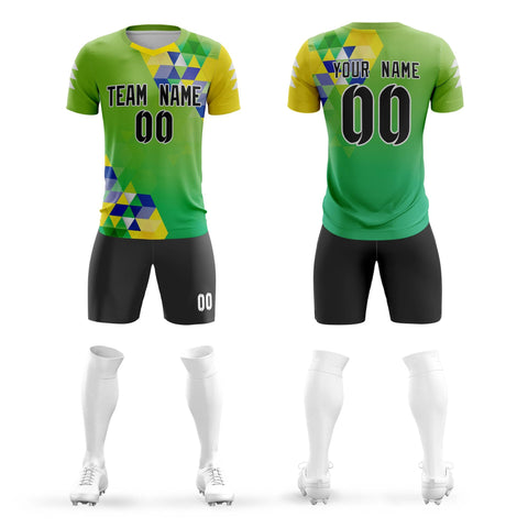 Custom Green Black Breathable Sport Soccer Sets Jersey