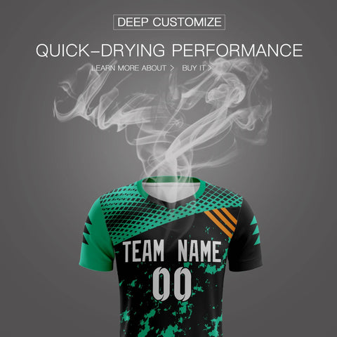 Custom Black White Green Breathable Sport Soccer Sets Jersey
