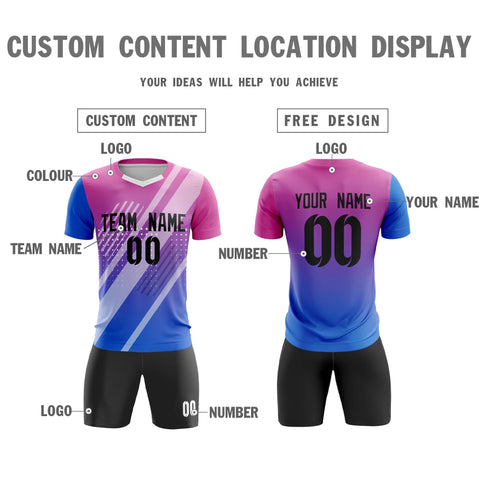 Custom Royal Black Pink Breathable Sport Soccer Sets Jersey