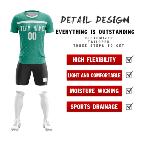 Custom Green White Breathable Sport Soccer Sets Jersey
