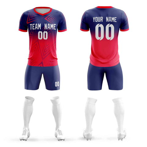 Custom Red White Outdoor Sport Soccer Sets Jersey