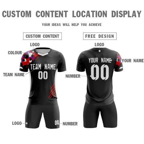 Custom Black White Outdoor Sport Soccer Sets Jersey