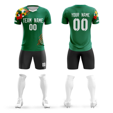 Custom Green White Outdoor Sport Soccer Sets Jersey