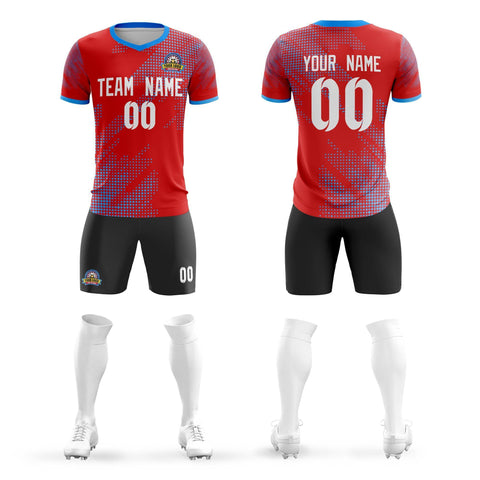 Custom Red White Casual Sport Soccer Sets Jersey