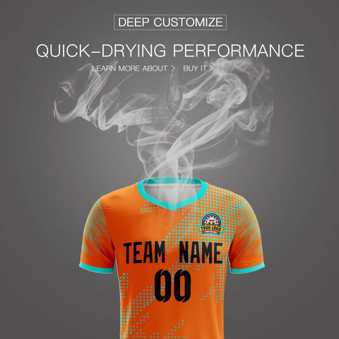 Custom Orange Black Casual Sport Soccer Sets Jersey