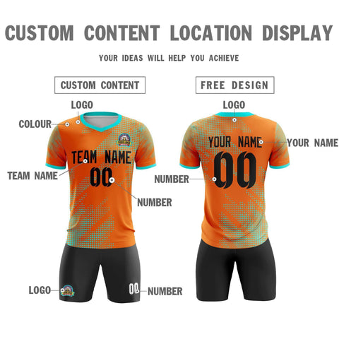 Custom Orange Black Casual Sport Soccer Sets Jersey