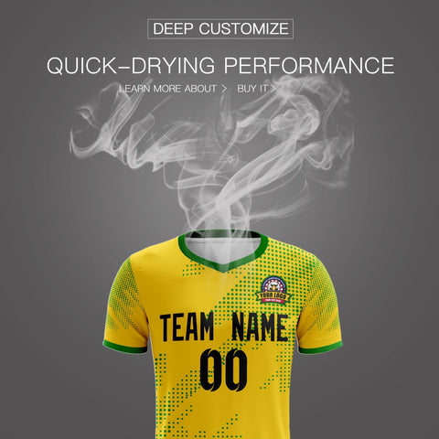 Custom Yellow Black Casual Sport Soccer Sets Jersey