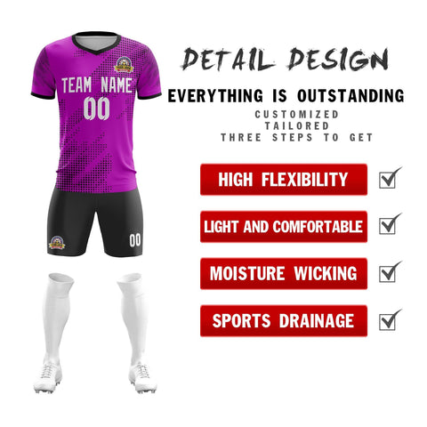 Custom Purple White Casual Sport Soccer Sets Jersey