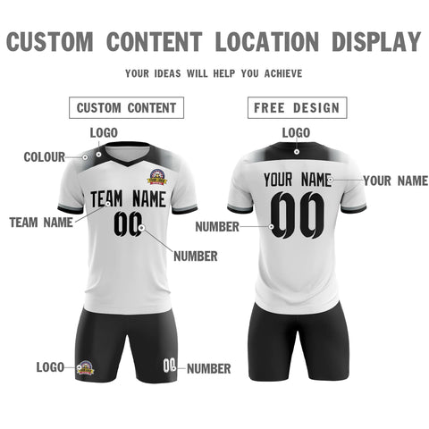 Custom White Black Casual Sport Soccer Sets Jersey