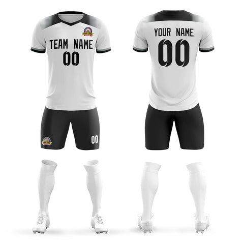 Custom White Black Casual Sport Soccer Sets Jersey