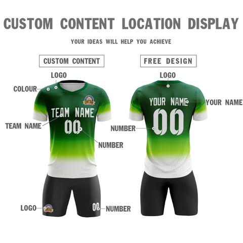 Custom Green White Casual Sport Soccer Sets Jersey