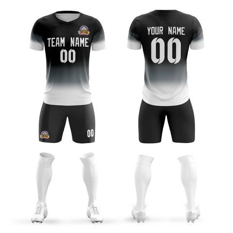 Custom Black White Casual Sport Soccer Sets Jersey
