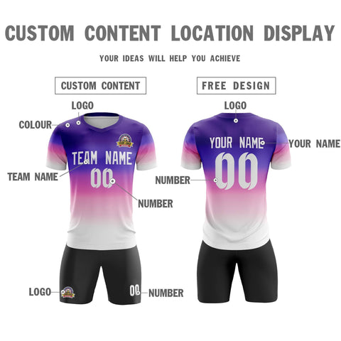 Custom Purple White Casual Sport Soccer Sets Jersey